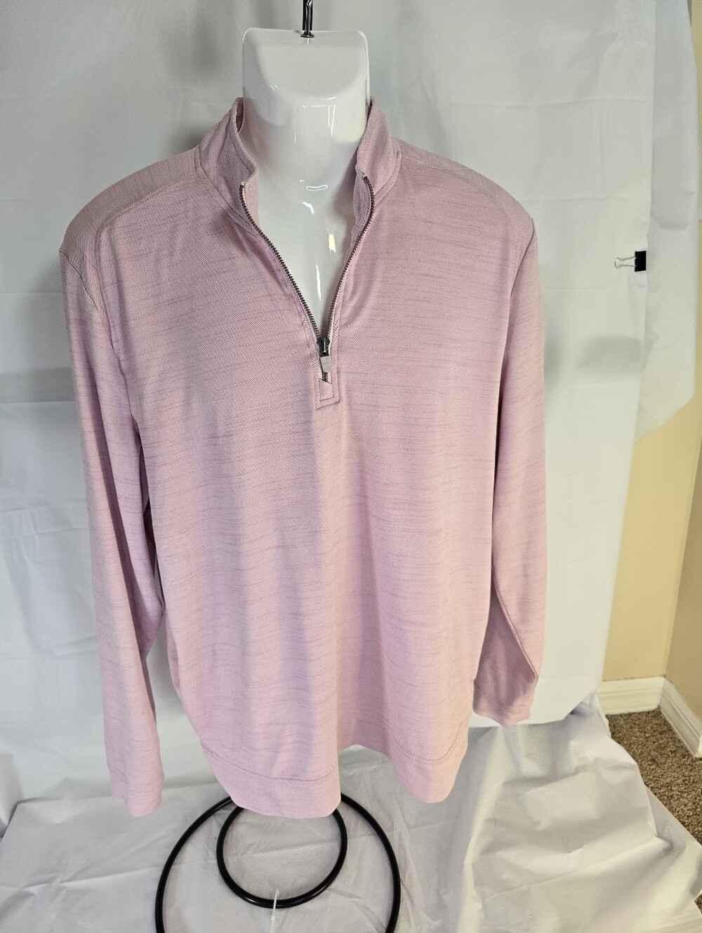Johnnie-O Men's Hybrid Performance 1/4 Zip Hoodie Pullover - Pink, Size L